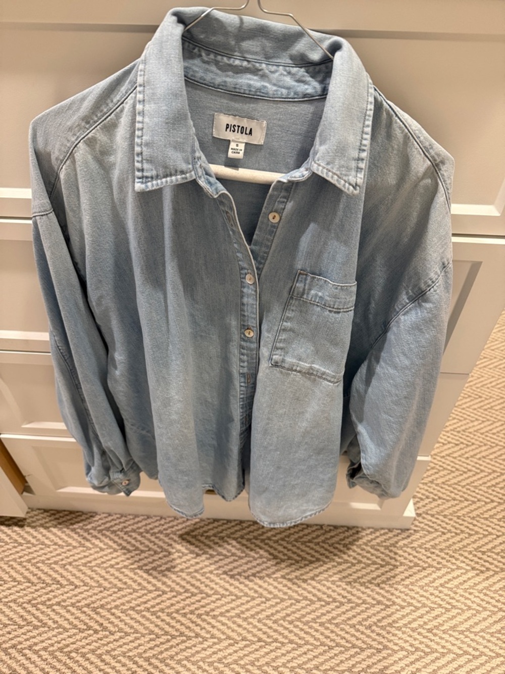 Pistola Light Blue Denim Shacket with Chest Pocket
